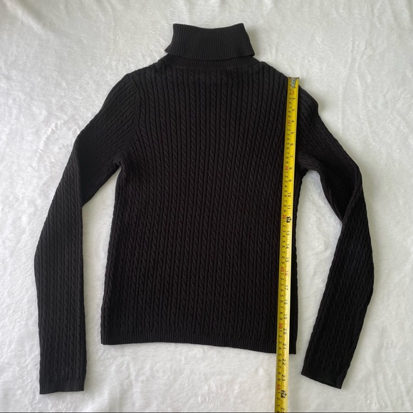 Lauren by Ralph Lauren Cotton Turtleneck Cable-Knit Sweater Black Size S - Picture 5 of 5